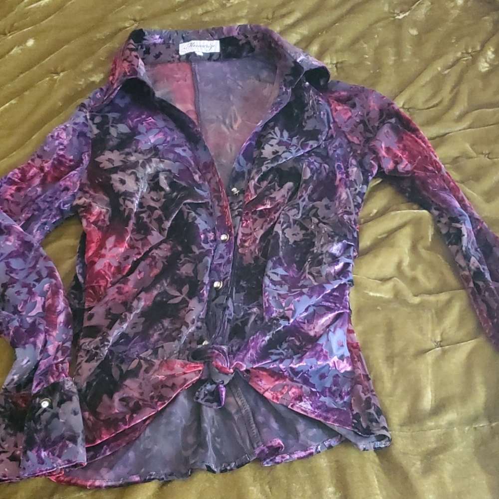 Ombre Purple Vietnam Motif Blouse